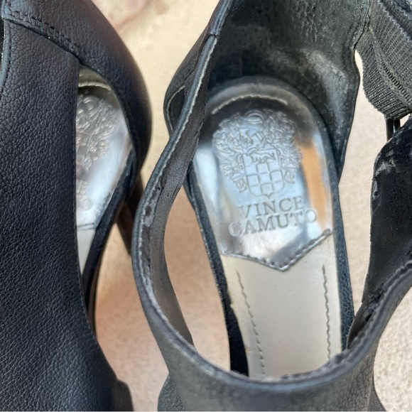 Vince Camuto Omally black leather peep toe 4” heels - Sz 9 - Picture 5 of 9